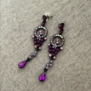 Purple Crystal & rhinestone  Drop Earrings